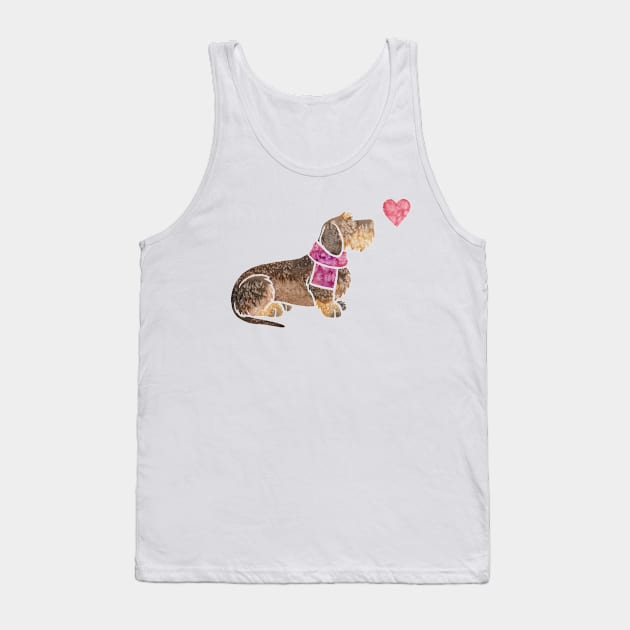 Wirehaired Dachshund watercolour Tank Top by animalartbyjess